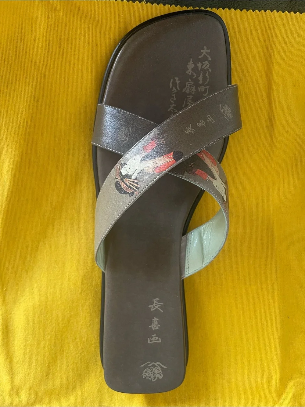 ICON Madame Butterfly Sage Cross-Strap Sandals with Subtle Red Accent NWT
